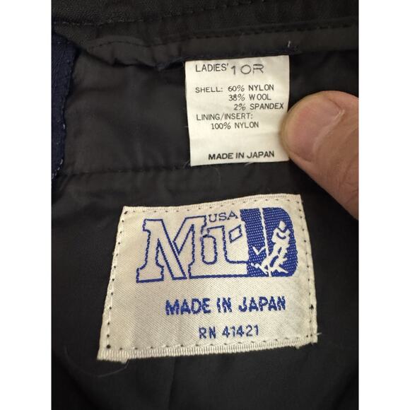 Vintage USA Mr D Women’s Snow Bibs Navy Blue Ski Wool - Picture 12 of 13